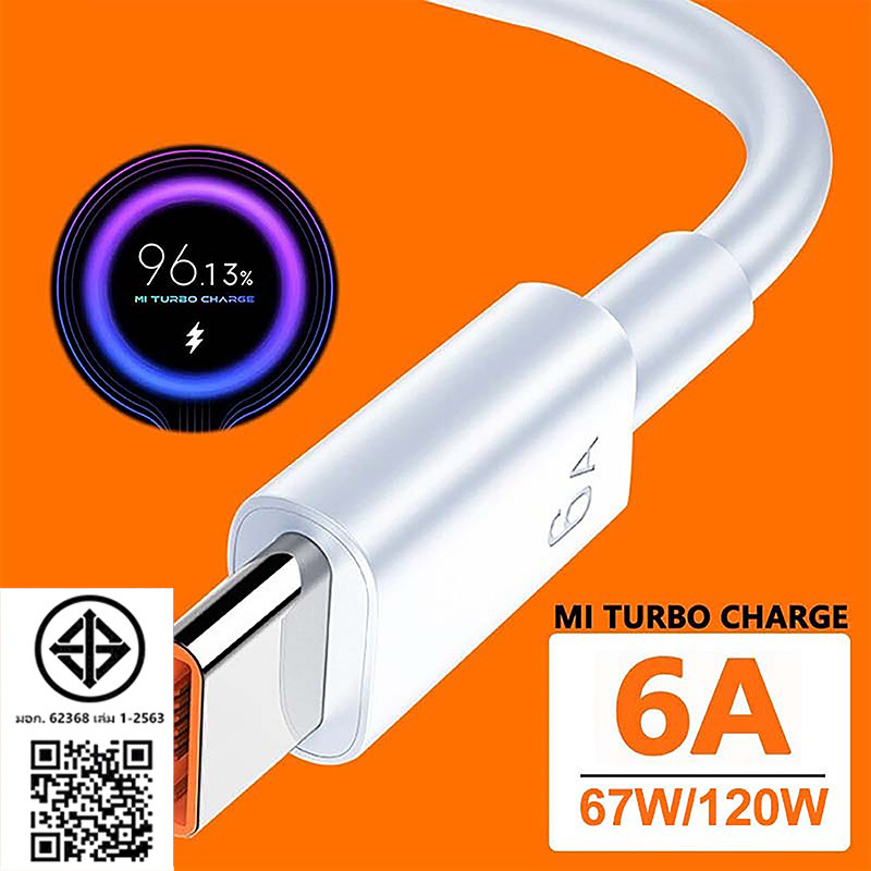 【รับประกัน 1 ปี】 33W 67W 120W หัวชาร์จ +สายชาร์จ 6A สำหรับ USB Type C รองรับ Quick Charge
