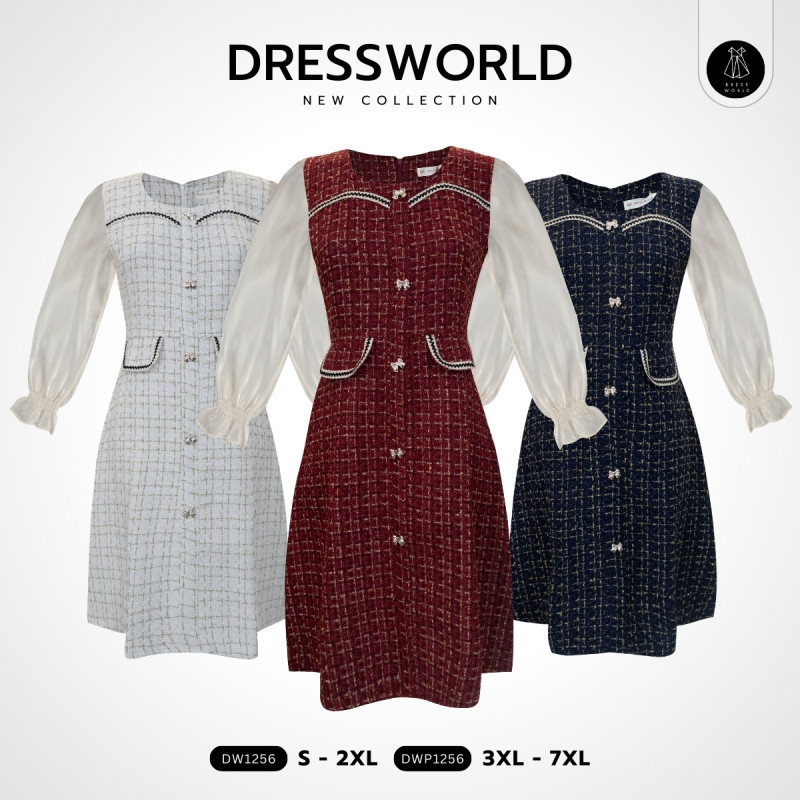 Fairyangelstore - ชุดเดรสแขนผ้าแก้วยาวกระโปรงสั้น (DW1256)