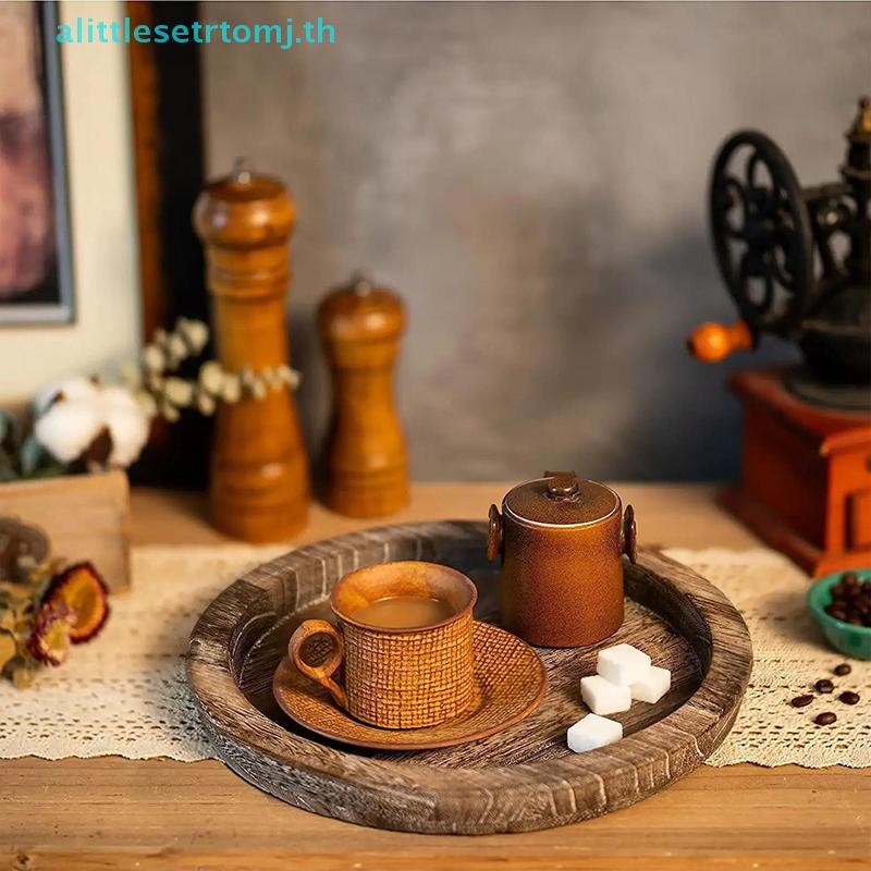 Alittlese Rustic ถาดไม้เชิงเทียนไม้อเนกประสงค์ตกแต่งแผ่นเชิงเทียนสําหรับ Farmhouse Kitchen Table Org