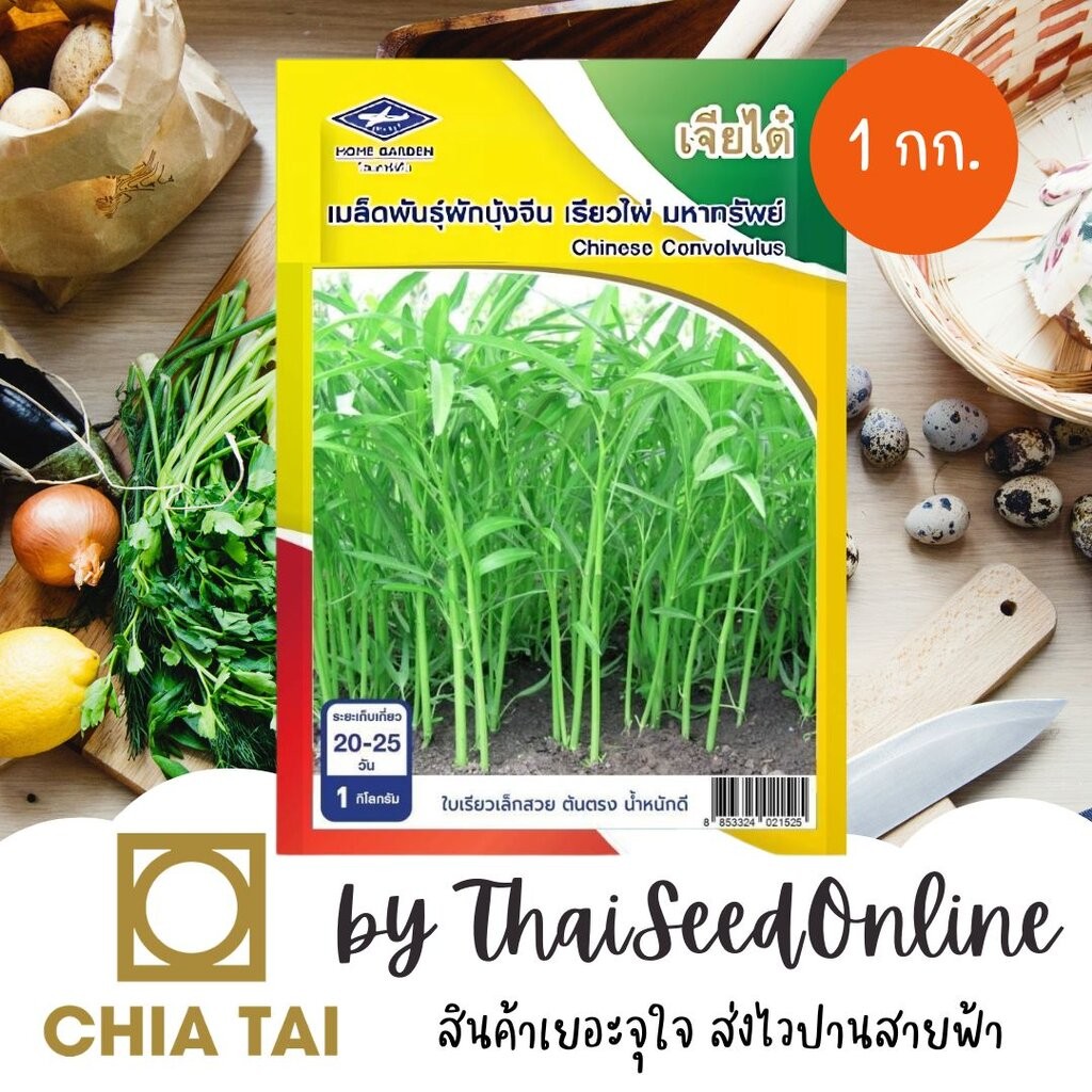 Chia Tai(เจียไต๋) CTCOM ถุง 1 กิโลกรัม เรียวไผ่รุ่นใหม่ ผักบุ้งจีนเรียวไผ่ มหาทรัพย์ 1 กก. ตราเจียไต๋ ผักบุ้ง Morning...