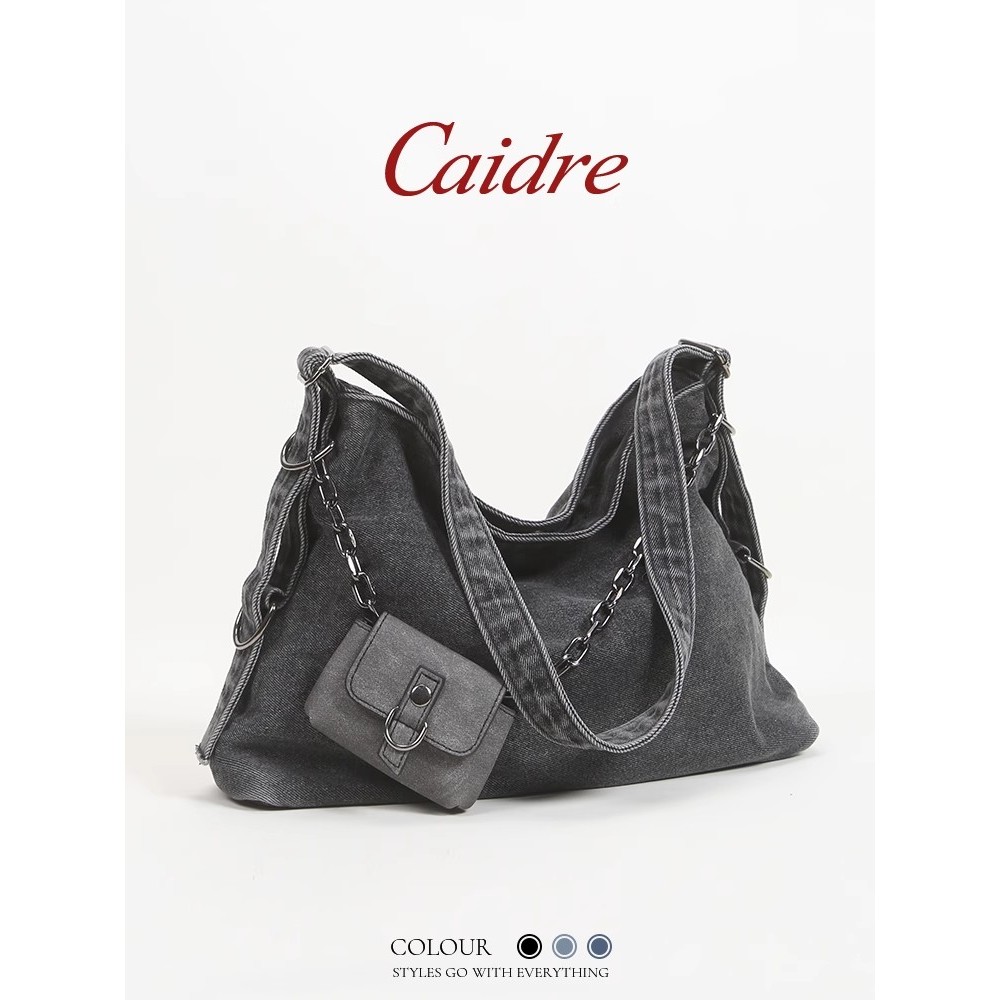 Caidre Bag Women 2026 New Style Denim Canvas Bag Commuter Tote Bag Shoulder Messenger Bag