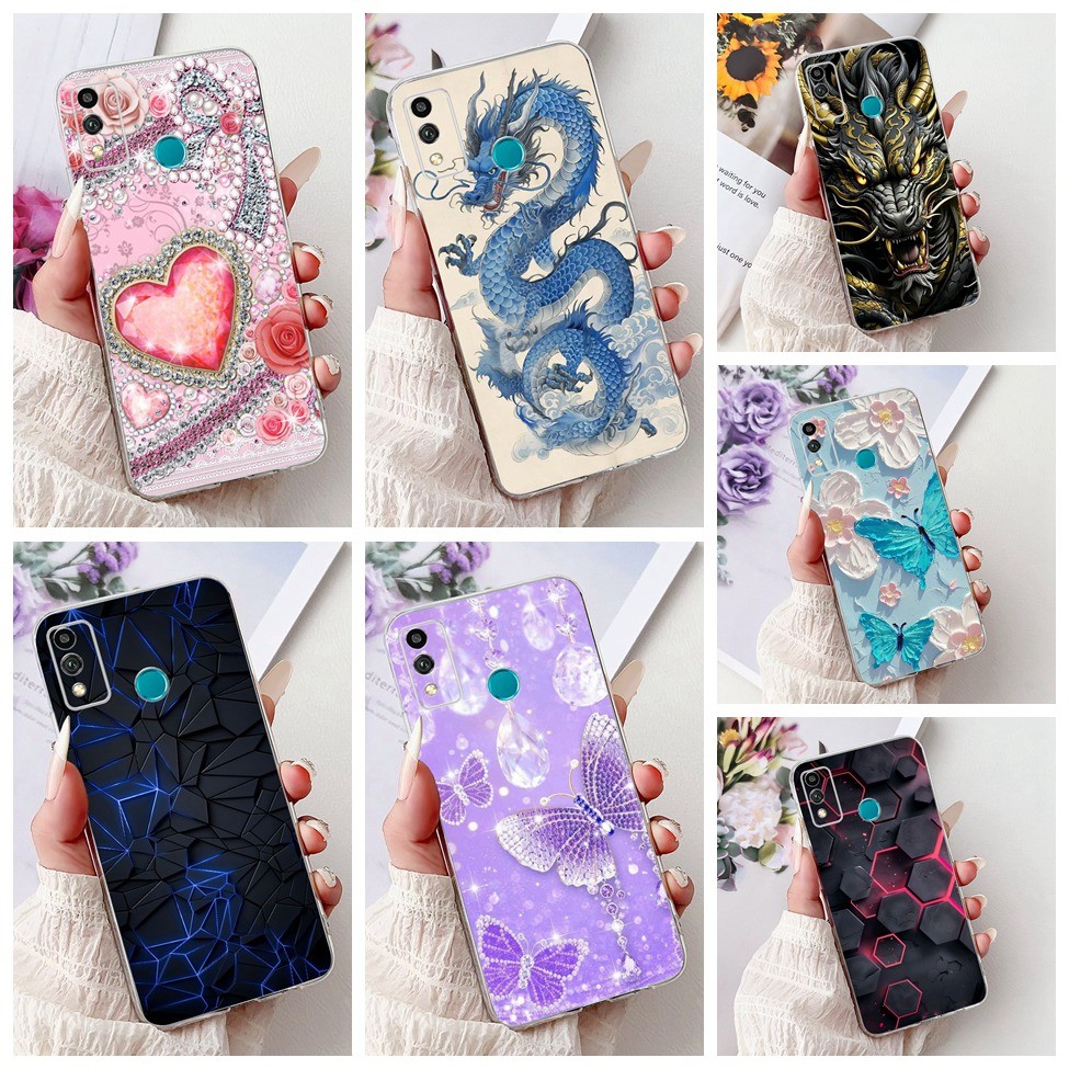 ปลอกสําหรับ Honor 9X Lite JSN-L21 JSN-L22 JSN-L23 ปกหลังสําหรับ Honor 9X Lite กรณีแฟชั่นผีเสื้อดอกไม