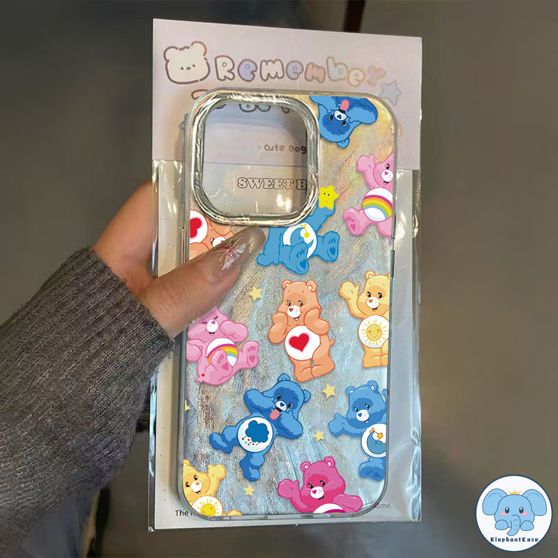 เคสลายการ์ตูนหมีน่ารักและดาวสำหรับ 16 XR 11 16 13 15 12 14 Pro Max 7 16 8 14 Plus 11 Pro XS MAX X SE 2020 เคสนิ่มขนนุ่ม