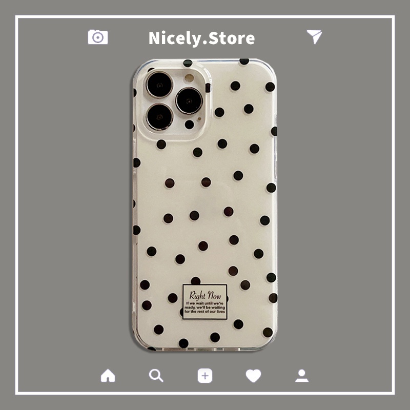 เคสโทรศัพท์มือถือ กันกระแทก ลายจุด สีดํา เรียบง่าย สําหรับ iPhone 15 Plus 14 13 12 Pro Max 11