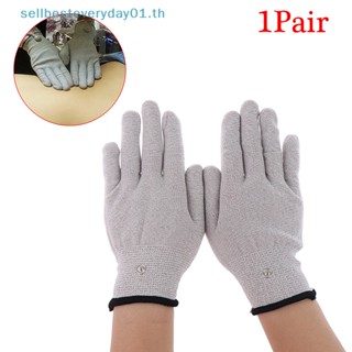 &amp; ถุงมือไฟเบอร์ สีเงิน สําหรับนวดบําบัดไฟฟ้า 1 คู่