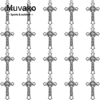 Muvako จี้ไม้กางเขนพระเยซูคาทอลิก สีเงิน 1.53*0.85 นิ้ว 50 ชิ้น