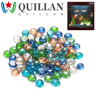 Quillan หินแก้ว หินอ่อน แบบแบน คละสี สําหรับตกแต่งบ้าน ตู้ปลา