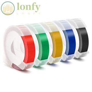 Lonfy เทปฉลากพลาสติก ลายนูน สีดํา แดง น้ําเงิน เหลือง เขียว 9 มม. ทนทาน 3 8 นิ้ว