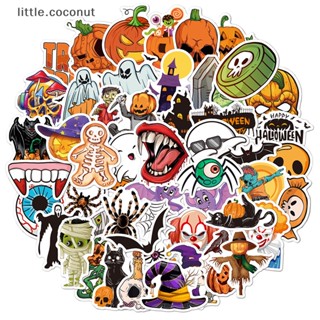 [little.coconut] สติกเกอร์ ลายฟักทอง แมงมุม ผี มีกาวในตัว สําหรับติดตกแต่งหน้าต่าง แล็ปท็อป กระเป๋าเดินทาง กีตาร์ สเก็ตบอร์ด DIY 50 ชิ้น