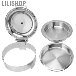 Lilishop Stainless Steel Round Buffet Chafer Rustproof  Tray Keeps Warm Chafing Dishes Water with Roll Top Lid for