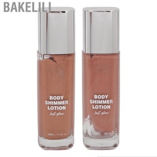 Bakelili Body Highlighter Oil  Skin Brightening Glitter Lotion Reflective Polish Effect Quickly Drying for Daily Use