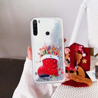 Ybd เคสโทรศัพท์มือถือ ลายต้นคริสต์มาส ซานตาคลอส กวาง มีทรายไหล สําหรับ Xiaomi Redmi Note 8 6 6A 9C POCO M2