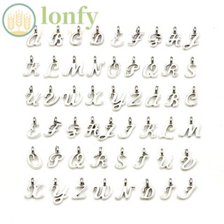 Lonfy จี้ตัวอักษร A-Z 26 ตัวอักษร โลหะผสม สีเงิน สําหรับทําเครื่องประดับ ต่างหู สร้อยข้อมือ DIY 182 ชิ้น