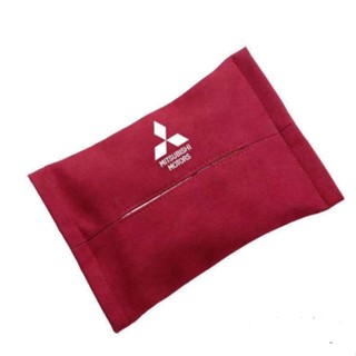 Mitsubishi LOGO Tissue Box ASX EVO Outlander Pajero LANCER EVOLUTION Car Seat Back Strap Hanging Universal Alcantara Paper Bag