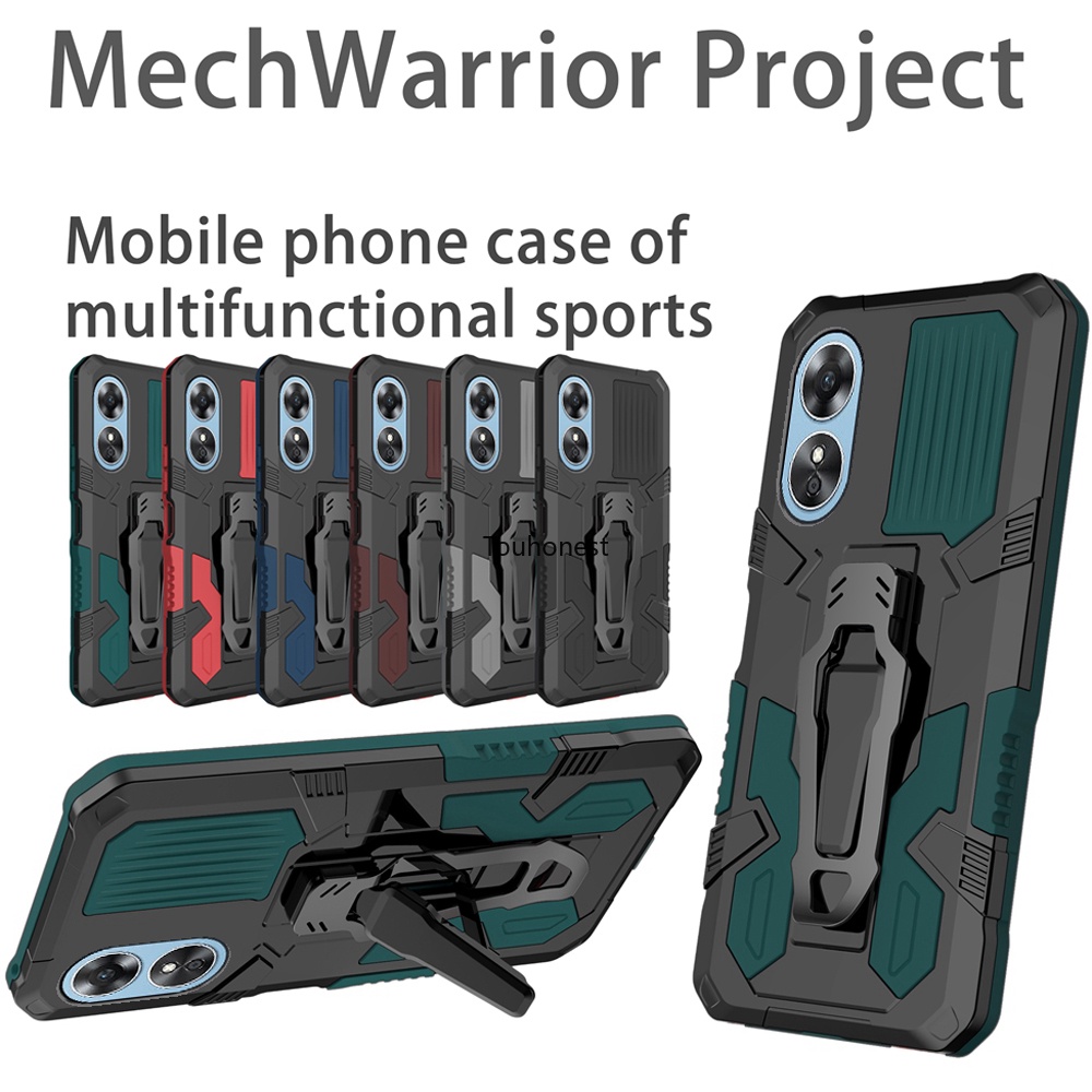 เคส For Oppo A17 เคส Oppo A17K เคส Oppo A7 A5S Casing Oppo A5 A9 2020 Case Oppo A12 A11K Case Oppo A1K Case Oppo A3S Case Oppo Reno5 Case Oppo Reno6 A12E Case Cool shockproof Mecha Warrior Back Clip Stand Phone Cover Cassing Cases Case JZS โทรศัพท์มือถือ