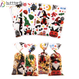 Buttterfly ถุงพลาสติก ลายฟักทอง ฮาโลวีน สําหรับใส่ขนม บิสกิต 50 ชิ้น