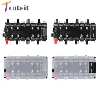 Tcuteit อะแดปเตอร์แยก 1 เป็น 8 หลายช่อง สําหรับเมนบอร์ดพัดลม RGB PWM HUB 12V 4-Pin