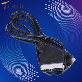 Tcuteit สายเคเบิลเกมคอนโซล TV AV RGB SCART 1.8 ม. สําหรับ PS1 PS2 PS3