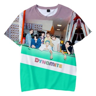 เสื้อยืด คอกว้าง พิมพ์ลาย Kpop Dynamite แฟชั่นยอดนิยม สไตล์เกาหลี ฮาราจูกุ