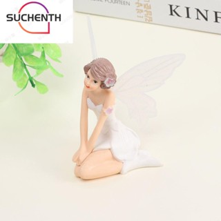 Suchenth ตุ๊กตาฟิกเกอร์เรซิ่น รูปนางฟ้า ดอกไม้บิน สีขาว แฟชั่น