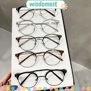 WISDOMEST กรอบแว่นตาออปติคอล ทรงกลม ครึ่งกรอบ ป้องกันแสงสีฟ้า สําหรับผู้ชาย