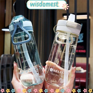 WISDOMEST ขวดน้ํา พร้อมหลอดดูด ขนาด 650 มล. ป้องกันการรั่วไหล สําหรับเด็ก