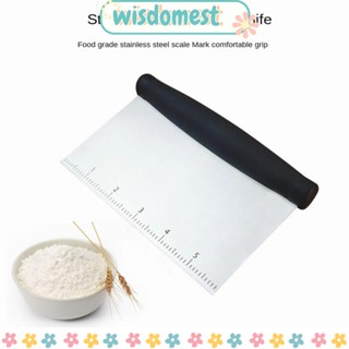 Wisdomest ที่ขูดแป้งโดว์ สเกล ที่ขูดม้านั่ง สเตนเลส ด้ามจับสีดํา ร้อนแรง อุปกรณ์ทําพิซซ่า เบเกอรี่