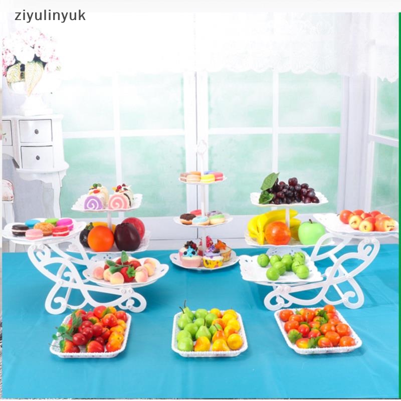 Ziyulinyuk 1/2 ชิ้นเค้กจาน Cupcake ขนมแผ่นสามชั้นตะกร้าผลไม้สร้างสรรค์ EN