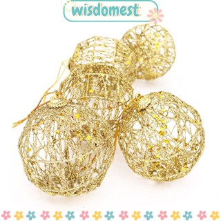 Wisdomest ลูกบอลลวด สีทอง สําหรับตกแต่งปาร์ตี้คริสต์มาส 6 ชิ้น