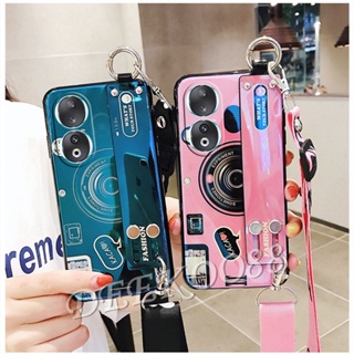 ใหม่ เคสโทรศัพท์มือถือ ลายกล้องถ่ายรูปน่ารัก พร้อมสายคล้องข้อมือ และสายคล้อง สําหรับ Honor90 90Lite Honor 90 Lite Pro 5G 2023