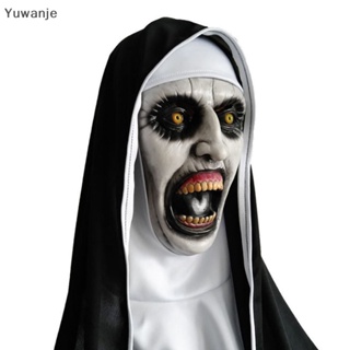 &lt;Yuwanje&gt; หน้ากากยาง รูป The Horror Scary Nun พร้อมผ้าพันคอ สําหรับแต่งคอสเพลย์ฮาโลวีน