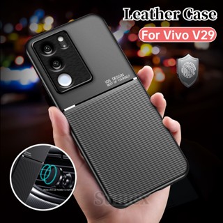 เคสโทรศัพท์มือถือหนังแข็ง ขอบซิลิโคนนิ่ม ลายทาง ทนทาน สําหรับ Vivo V29 5G Vivov29 Vevo V 29 Pro Lite 5G