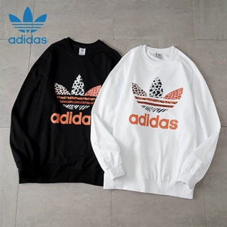 Adidas ของแท้ 100% เสื้อกันหนาว ผ้าฝ้าย 360 กรัม คอกลม พิมพ์ลายโลโก้ ขนาดใหญ่ สําหรับผู้ชาย และผู้หญิง