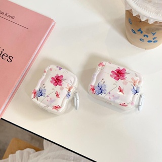 เคสหูฟังบลูทูธไร้สาย TPU ใส แบบนิ่ม ลายดอกไม้ สําหรับ AirPods 1 2 3 Pro2