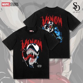 SO.BEST เสื้อยืด Marvel Venom Black สกรีน หน้า-หลัง ผ้าสีดำ ลิขสิทธิ์แท้ มาร์เวล