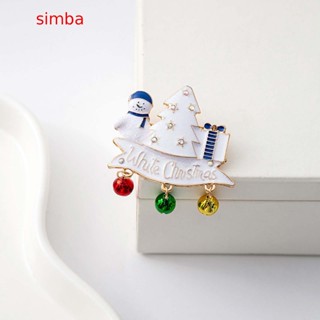 【Simba】เข็มกลัด ลายการ์ตูนสโนว์แมน ต้นคริสต์มาส สีขาว