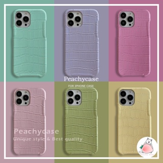 เคสโทรศัพท์มือถือ PC แข็ง กันกระแทก ลายหนังจระเข้ สีพื้น สีมาการอง สําหรับ iPhone 14 13 12 Pro Max 11