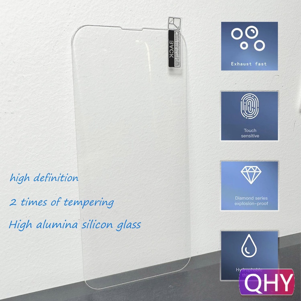 Qhy - ใช้ได้กับ iPhone 16 15 14 12 7 8 11 Pro Max 13 Mini Plus XS XR รองกระจกนิรภัยแบบเต็มหน้าจอความละเอียดสูง