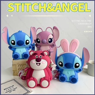 ใหม่ กระเป๋าสะพายไหล่ กระเป๋าช้อปปิ้ง ซิลิโคน ลาย Stitch Angel น่ารัก สําหรับเด็กผู้หญิง