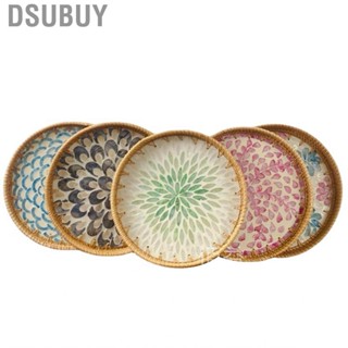 Dsubuy Rattan Woven Serving Tray  Shells Fruit  Handcrafted for Living Room