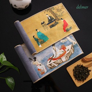 Delmer ผ้าเช็ดปาก เพ้นท์สี สไตล์จีน ระดับไฮเอนด์ ทําความสะอาดโต๊ะ ของใช้ในครัวเรือน ชุดน้ําชา อุปกรณ์เสริม ผ้าปูโต๊ะ