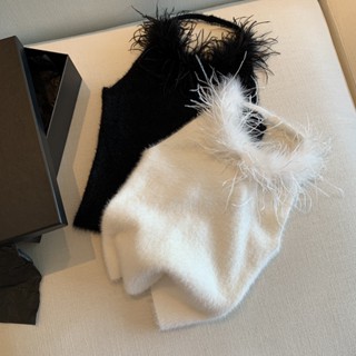 Desire Fairy Ostrich เสื้อกั๊ก ผ้าวูลถัก เซ็กซี่ สําหรับผู้หญิง GPHJ