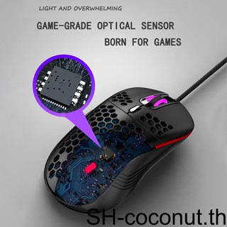 【Coco】เมาส์เกมมิ่งมีสาย Usb RGB LED ลายรังผึ้งกลวง ปรับได้ สําหรับคอมพิวเตอร์ แล็ปท็อป PC