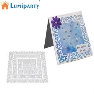 Lumiparty แผ่นแม่แบบ เหล็กคาร์บอน ลายนูน ทรงสี่เหลี่ยม สําหรับตกแต่งสมุด กระดาษ การ์ด