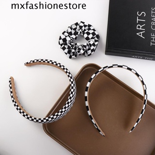 Mxfashione ที่คาดผมผู้หญิง ที่สง่างาม วินเทจ สําหรับเด็กผู้หญิง กันลื่น ลายสก๊อต ที่คาดผม