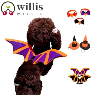 Willis เครื่องแต่งกายคอสเพลย์ปีกค้างคาว รูปฟักทอง ปรับได้ ไม่ทอ สําหรับสัตว์เลี้ยง แมว