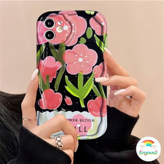 เคสโทรศัพท์มือถือแบบนิ่ม กันกระแทก ลายภาพวาดสีน้ํามัน รูปดอกไม้ 3D สําหรับ iPhone 15 14 13 12 11 Pro Max X Xr Xs Max 8 7 6 6s Plus SE 2020