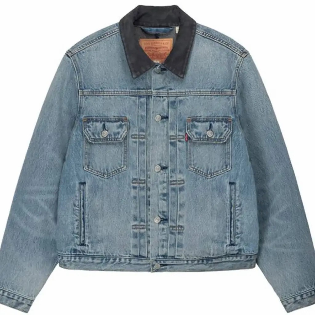 (ของแท้100%) Stussy x Levi's Embossed Praglad Trucker Jacket Stussy Rugged Blue | Easypick.th