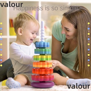 Valour แหวนสแต็กเกอร์ สีรุ้ง หมุนได้ เป็นมิตรกับสิ่งแวดล้อม ของเล่นเสริมการเรียนรู้เด็ก