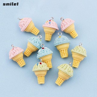 Smile จี้เรซิ่น รูปไอศกรีม ขนาดเล็ก 1 นิ้ว 3 สี สําหรับทําเครื่องประดับ สร้อยคอ 30 ชิ้น